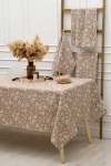 Скатерть Розы на льне (коричневый)