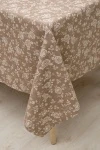 Скатерть Розы на льне (коричневый)
