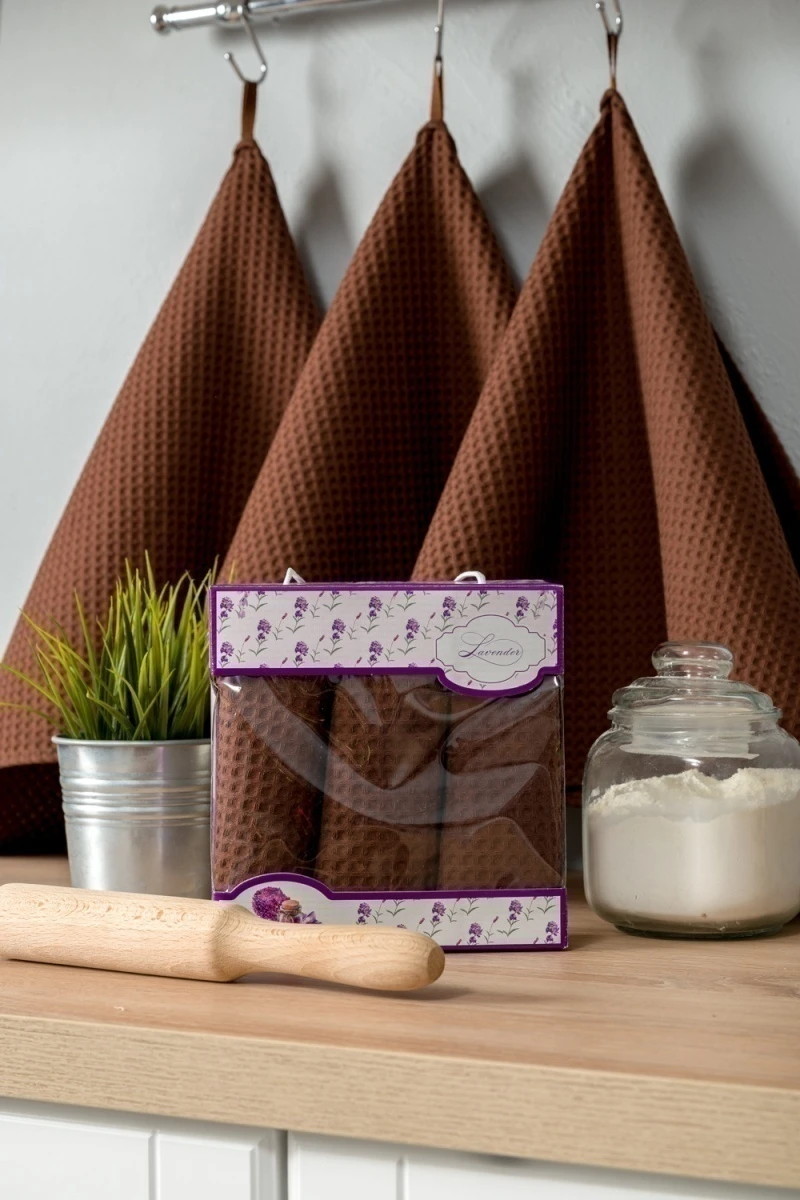 Полотенце кухонное Элегант в подарочной упаковке (шоколад)