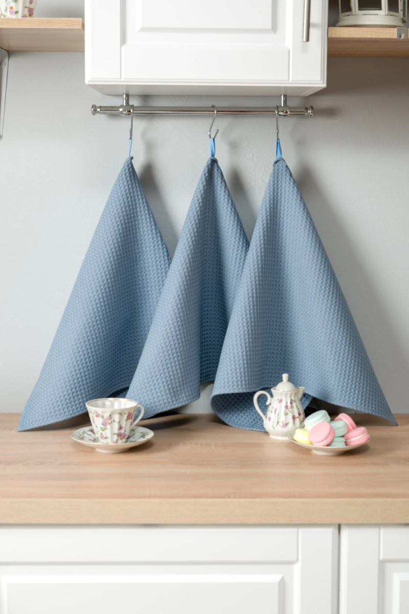 Полотенце кухонное Элегант в подарочной упаковке (серо-голубой)