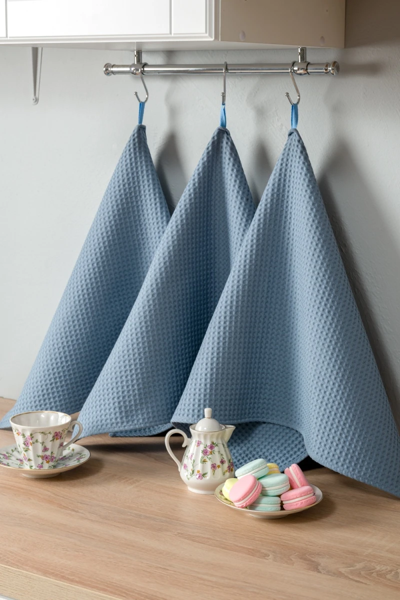 Полотенце кухонное Элегант в подарочной упаковке (серо-голубой)