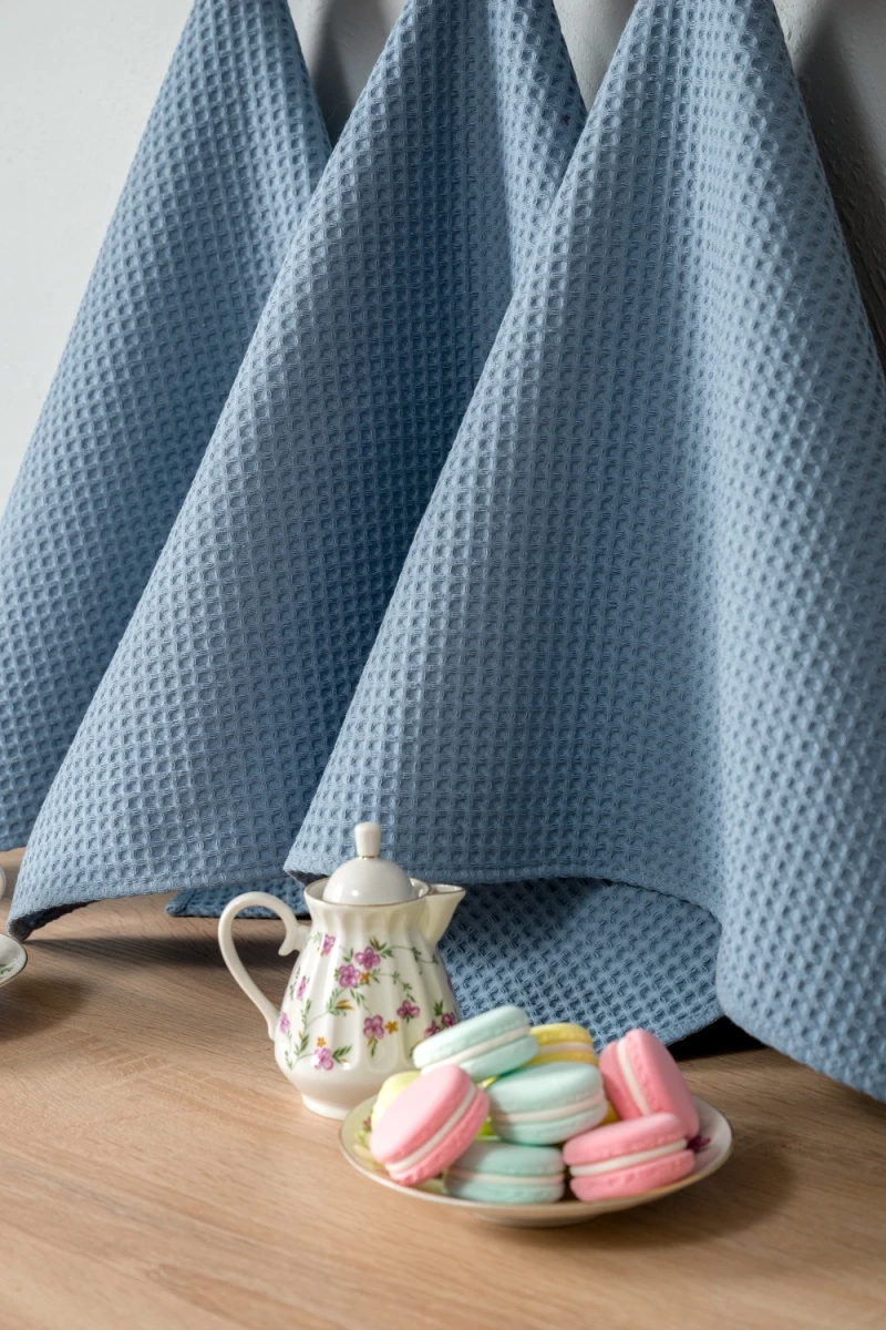 Полотенце кухонное Элегант в подарочной упаковке (серо-голубой)