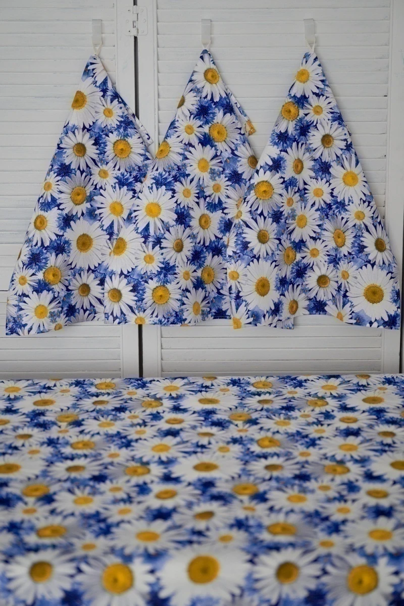 Полотенце кухонное Ромашковое поле (бело-синий)