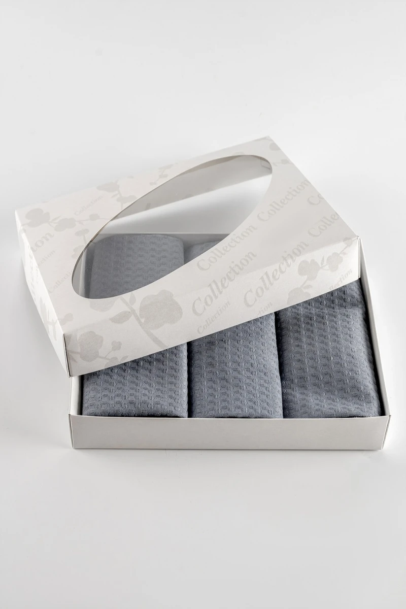 Полотенце кухонное в подарочном коробе (серый)