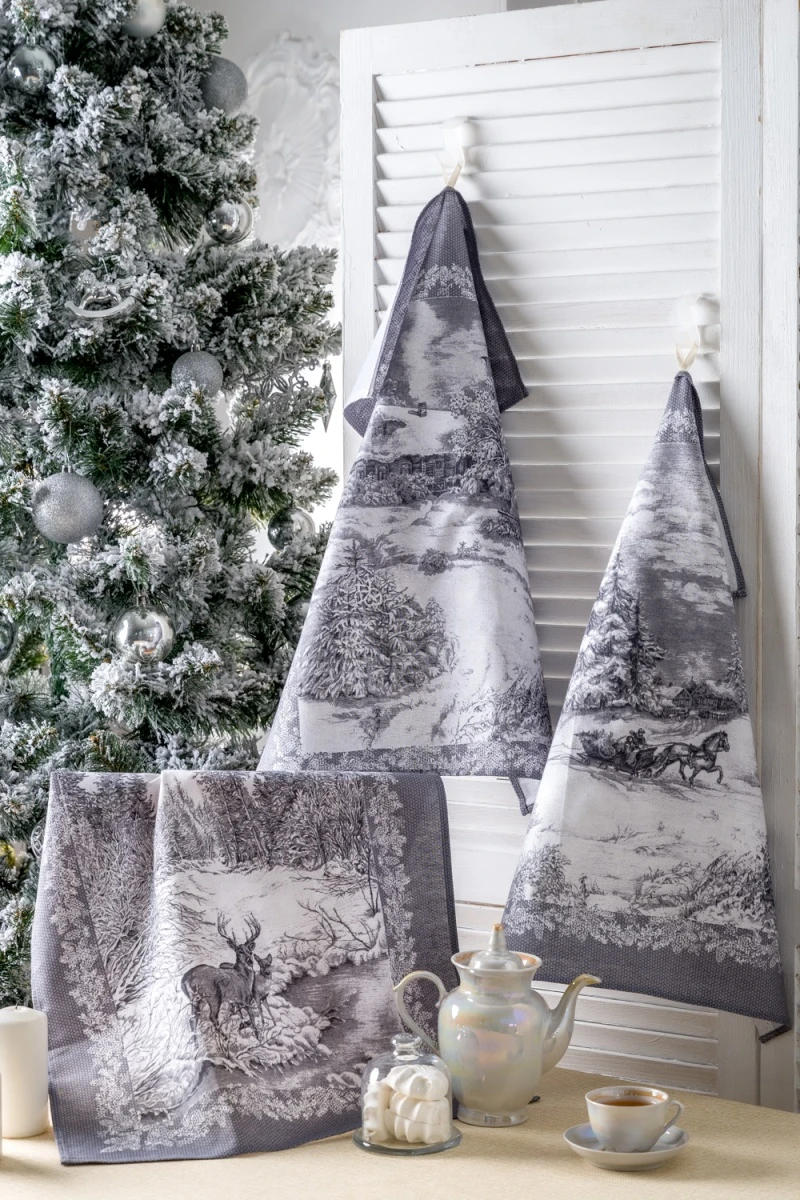 Полотенце кухонное Северная сказка (серый)