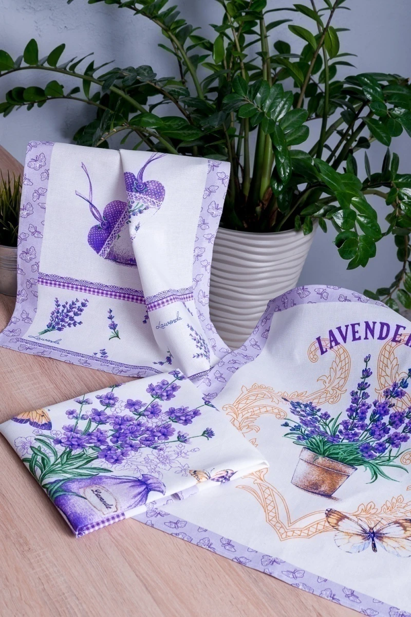 Полотенце кухонное Сиреневая дымка купон (белый)