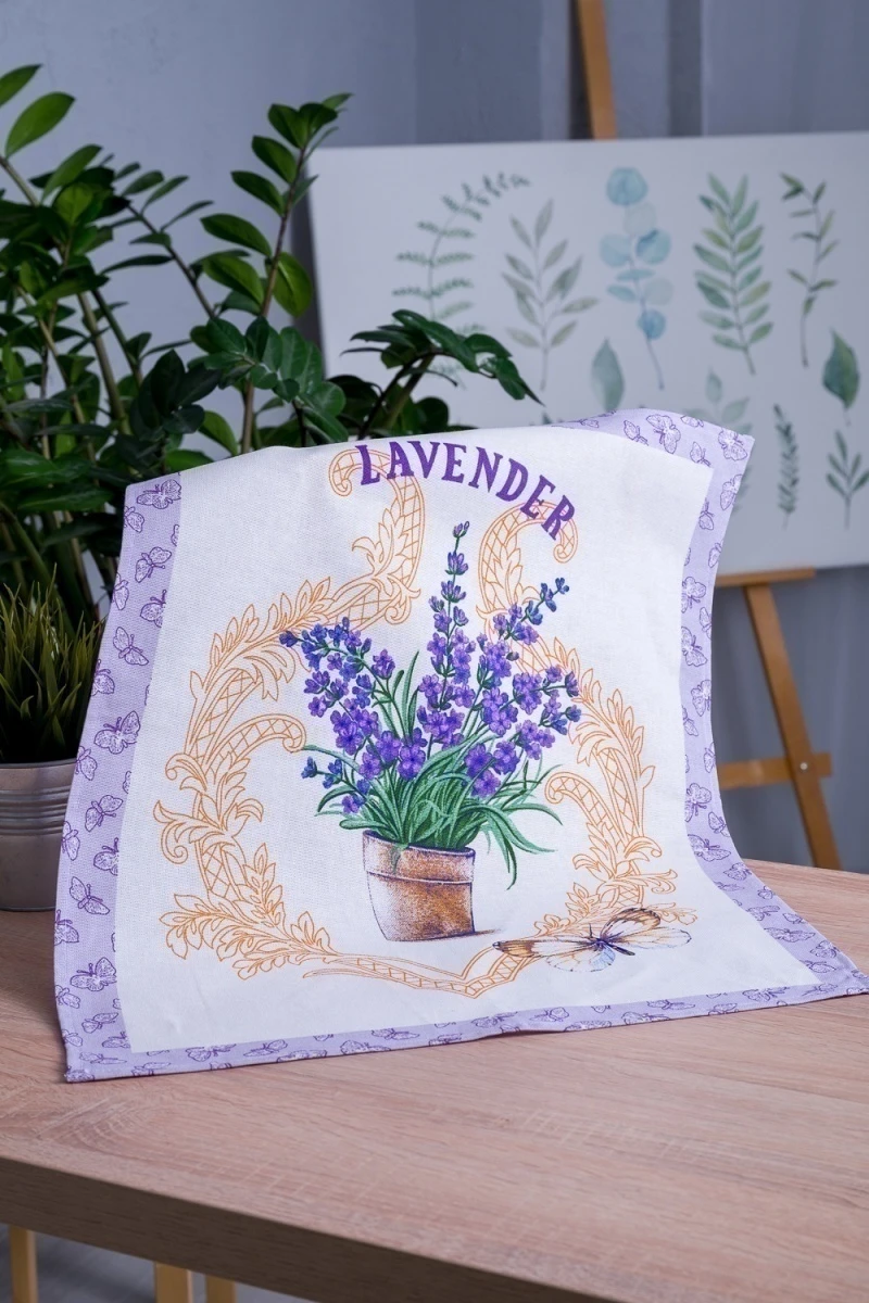 Полотенце кухонное Сиреневая дымка купон (белый)