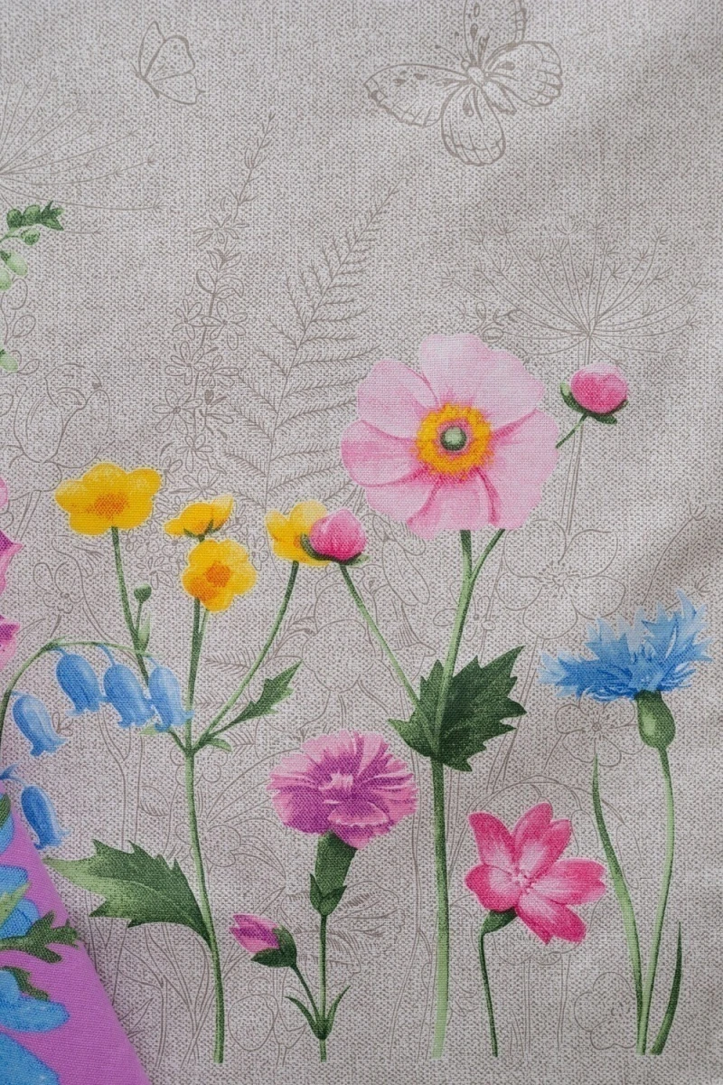 Полотенце кухонное Бабочки и цветы купон (серый)