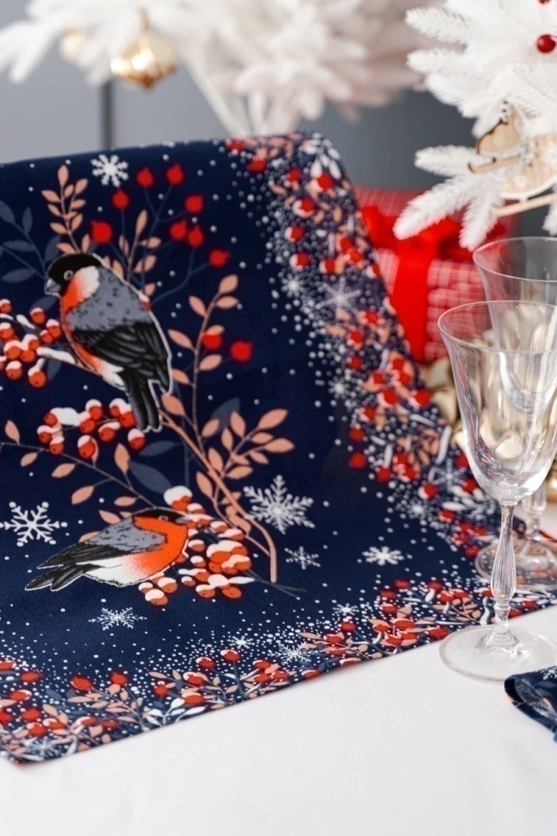 Полотенце кухонное Колядки (темно-синий)