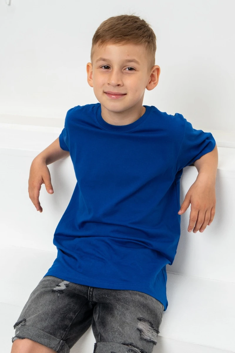 Детская футболка 7453 однотонная (индиго)