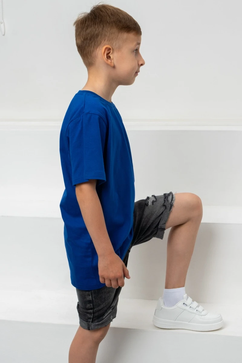 Детская футболка 7453 однотонная (индиго)