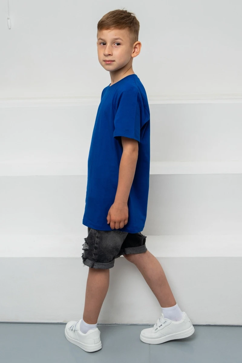 Детская футболка 7453 однотонная (индиго)