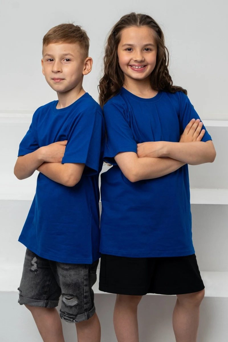 Детская футболка 7453 однотонная (индиго)
