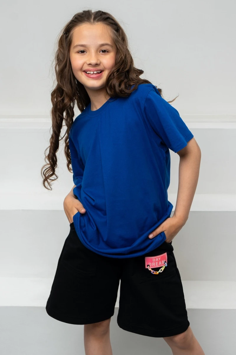 Детская футболка 7453 однотонная (индиго)