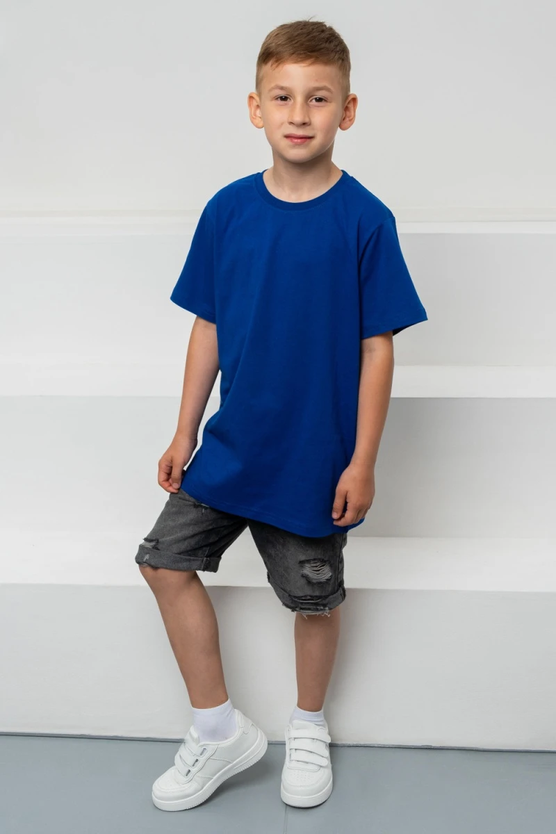 Детская футболка 7453 однотонная (индиго)