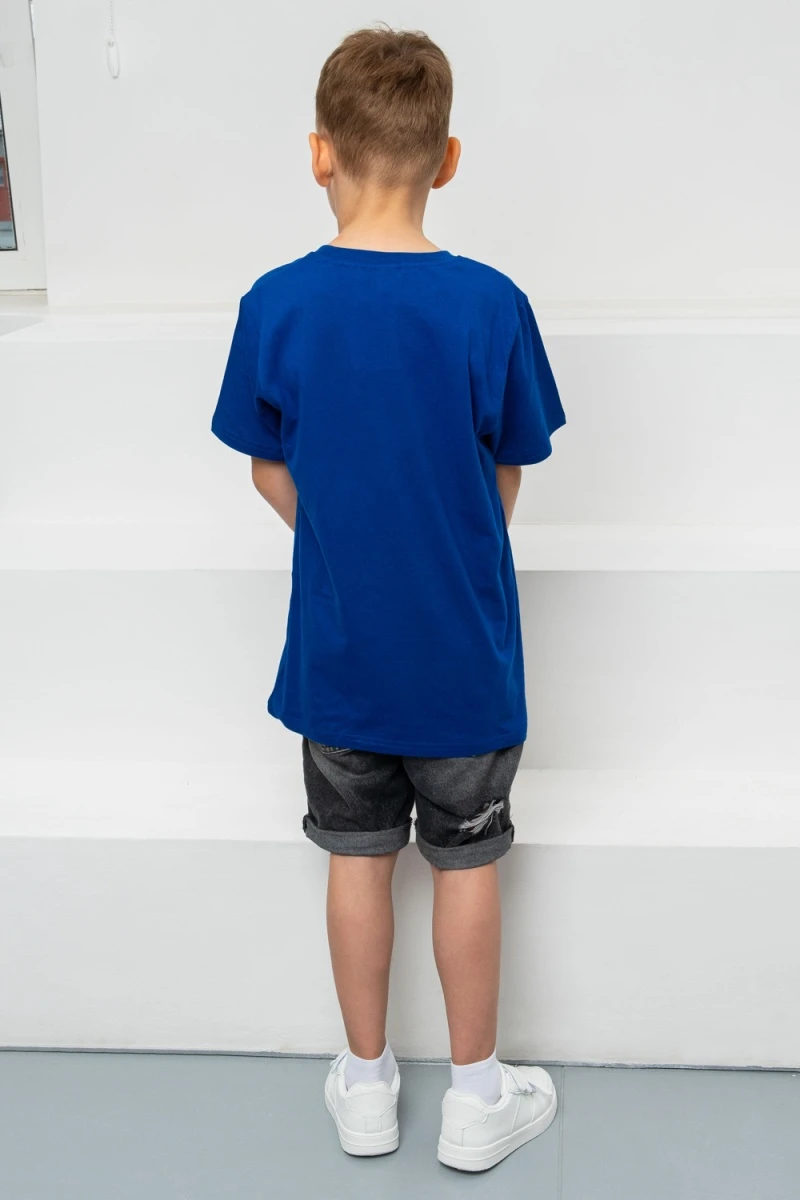 Детская футболка 7453 однотонная (индиго)