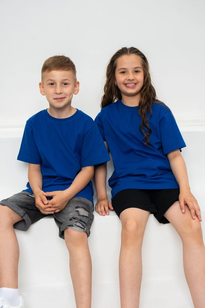 Детская футболка 7453 однотонная (индиго)