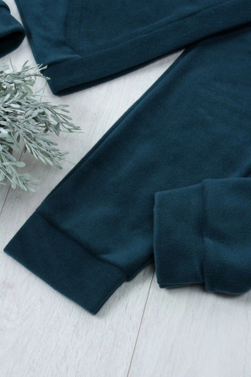 Детский костюм с брюками флисовый с капюшоном арт. КС-ФК (изумруд)