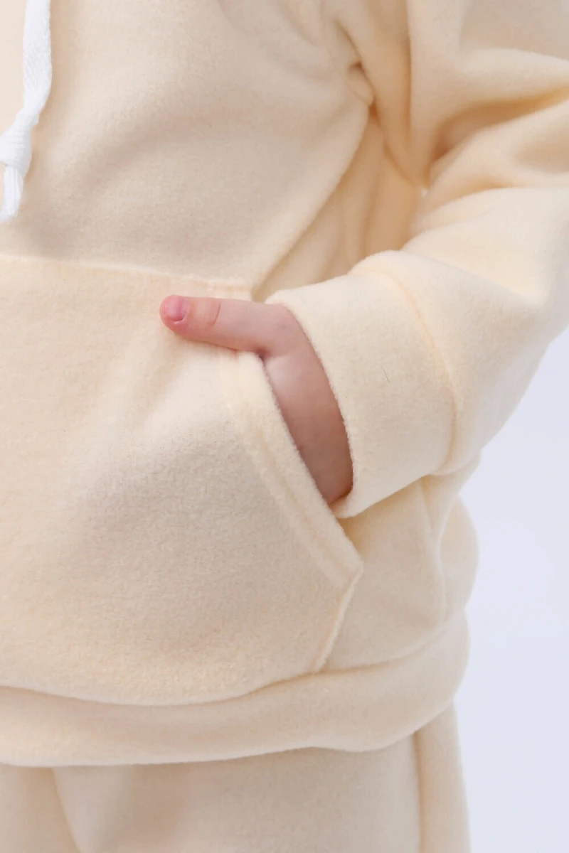 Детский костюм с брюками флисовый с капюшоном арт. КС-ФК (молочный)