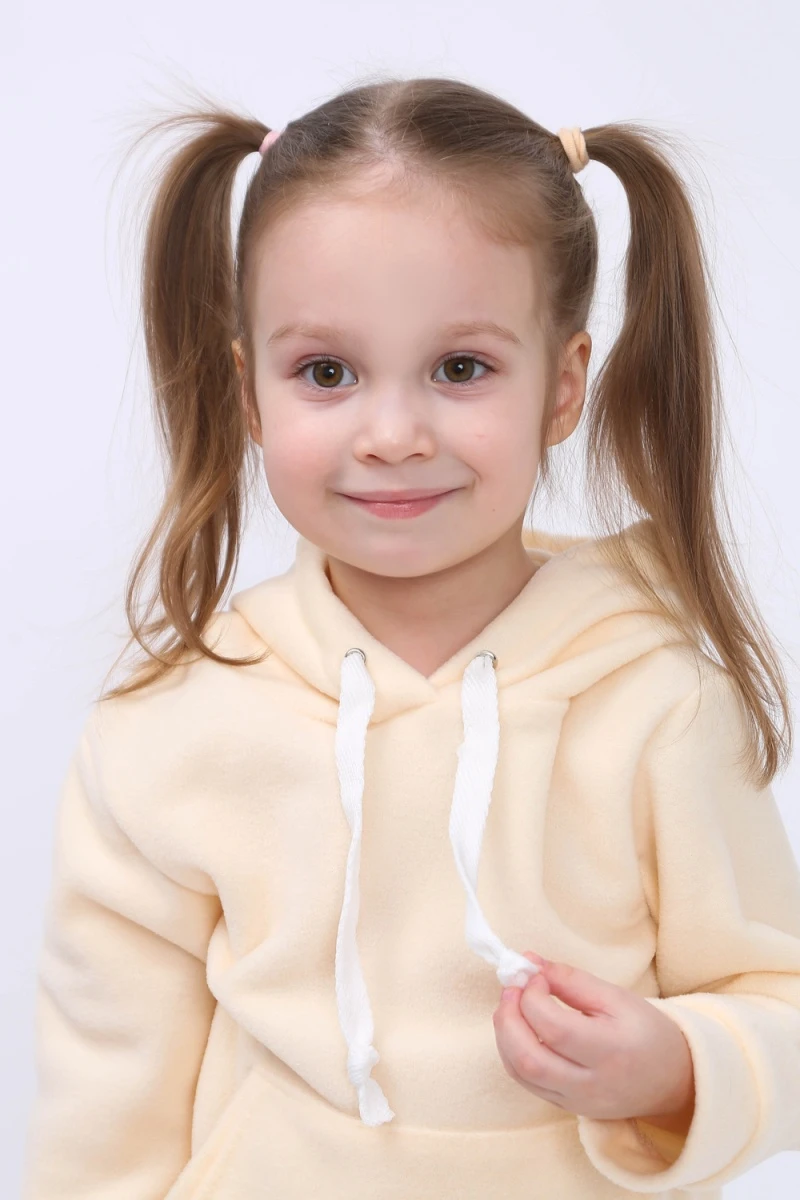 Детский костюм с брюками флисовый с капюшоном арт. КС-ФК (молочный)