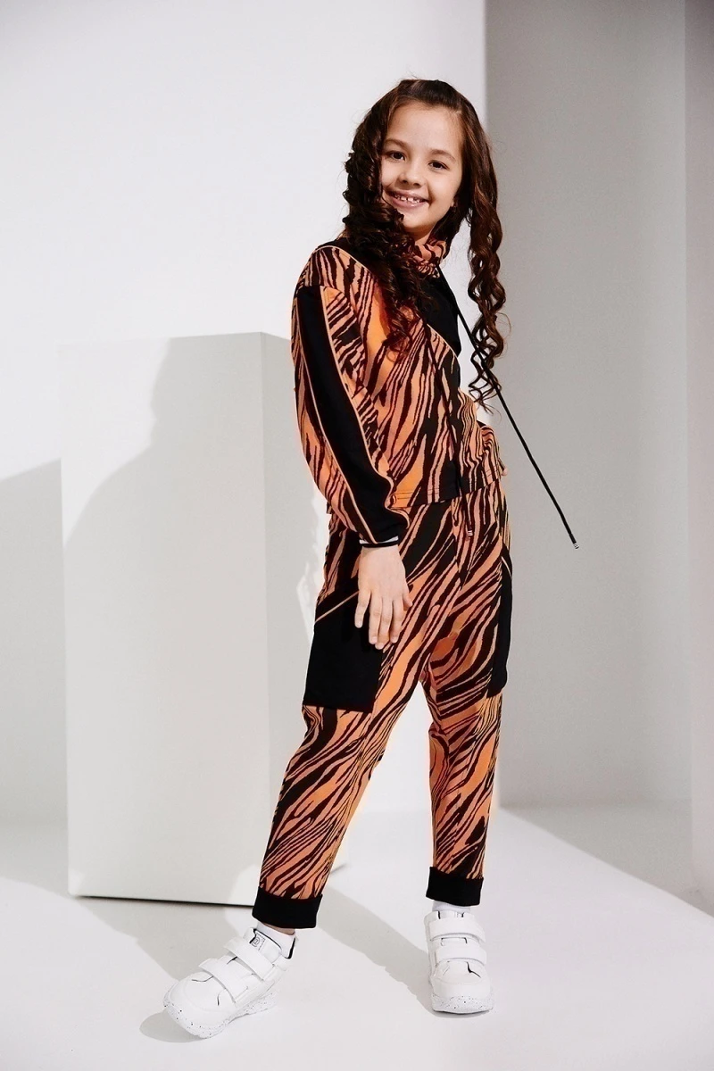 Детский костюм с брюками 67058 (оранжевый+черный)