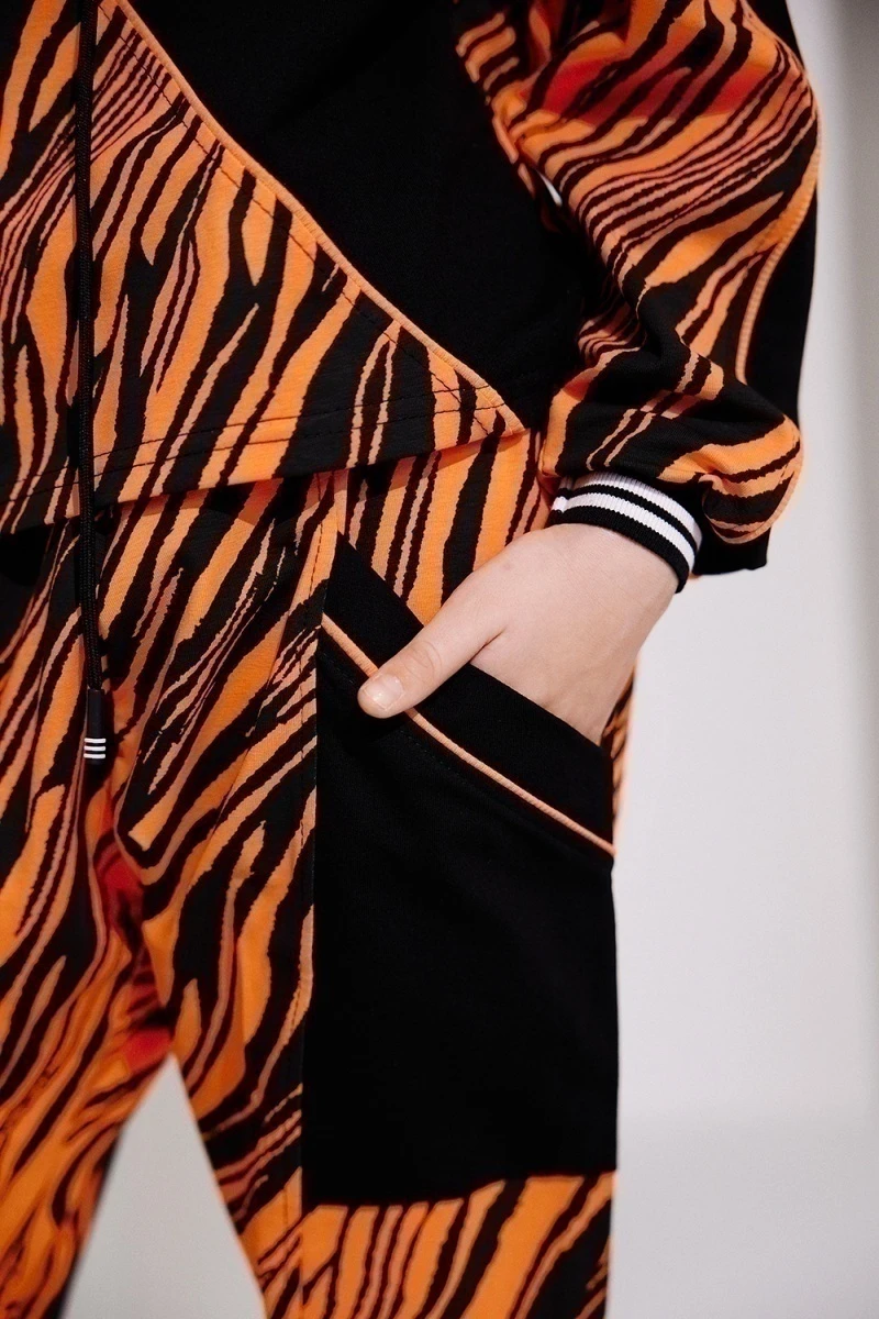 Детский костюм с брюками 67058 (оранжевый+черный)