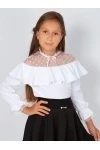 Блузка школьная нарядная белая 0202 (белый)