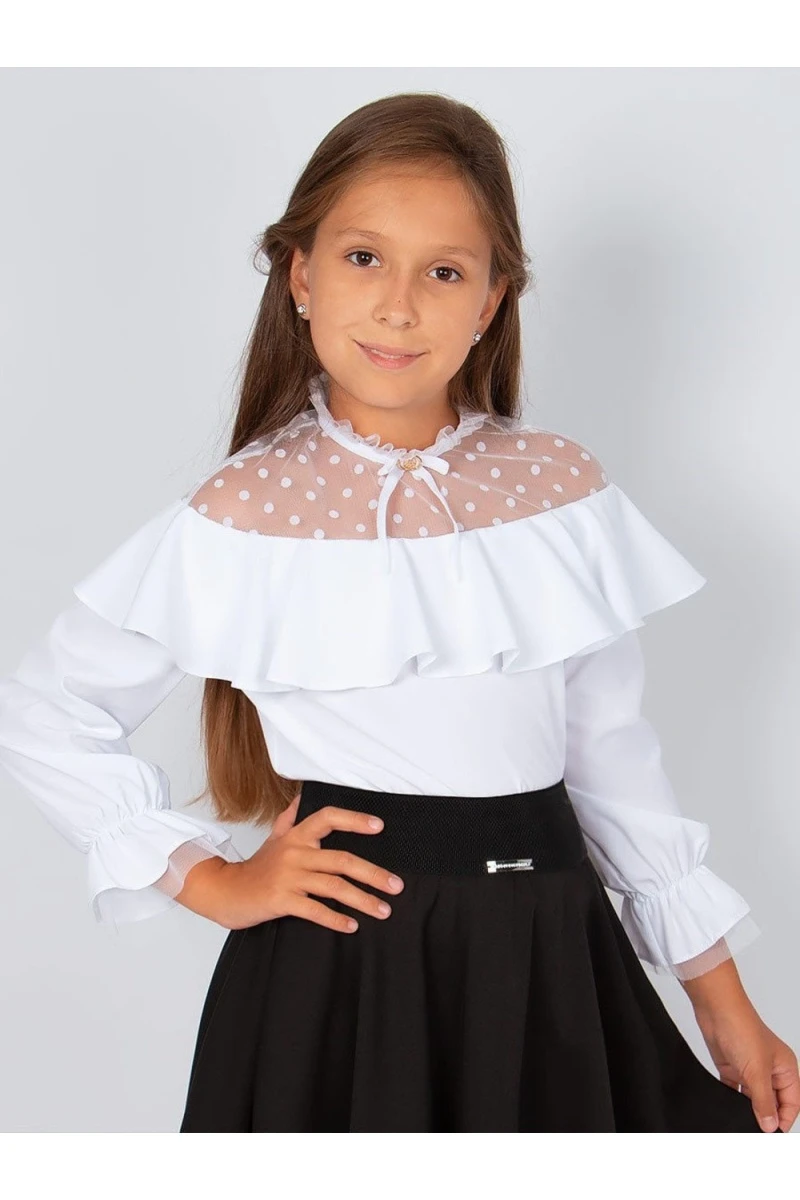 Блузка школьная нарядная белая 0202 (белый)