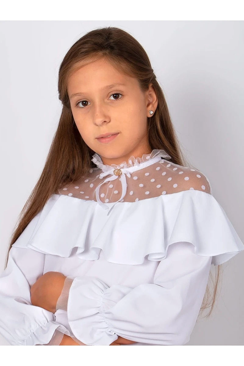Блузка школьная нарядная белая 0202 (белый)