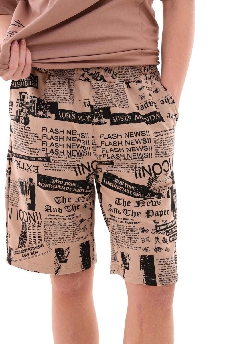 Шорты 1578 (бежевый с черным)