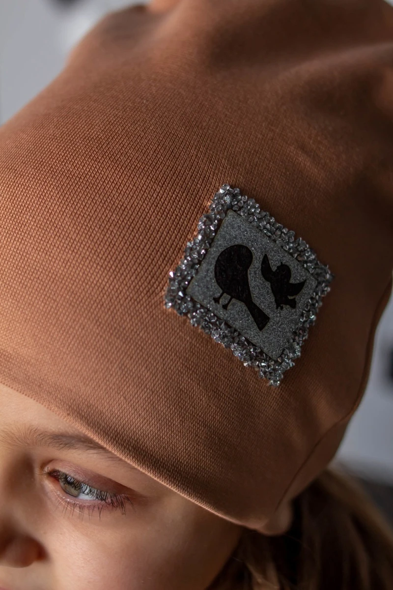 Комплект шапка и шарф FLT Стразы (бежевый)