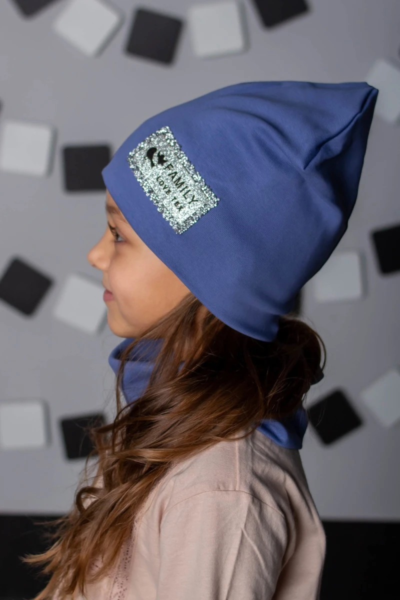 Комплект шапка и шарф FLT Стразы (индиго)