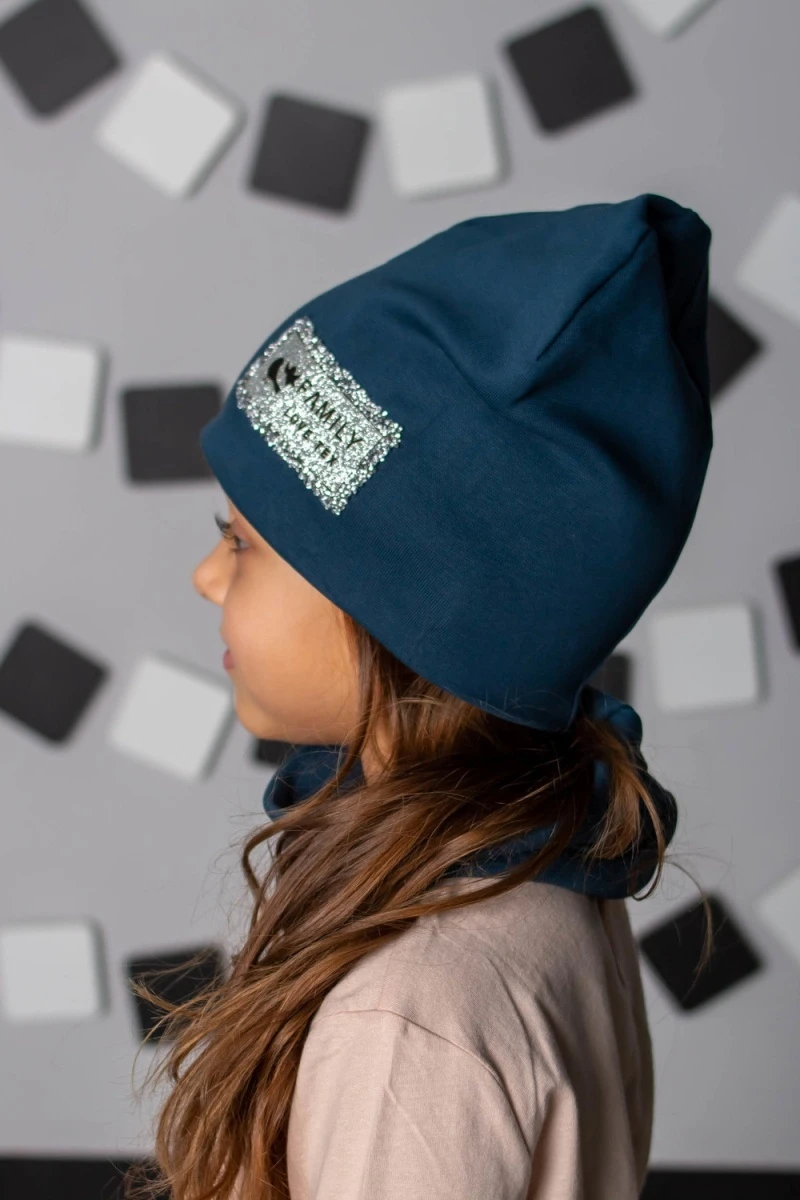 Комплект шапка и шарф FLT Стразы (океан)