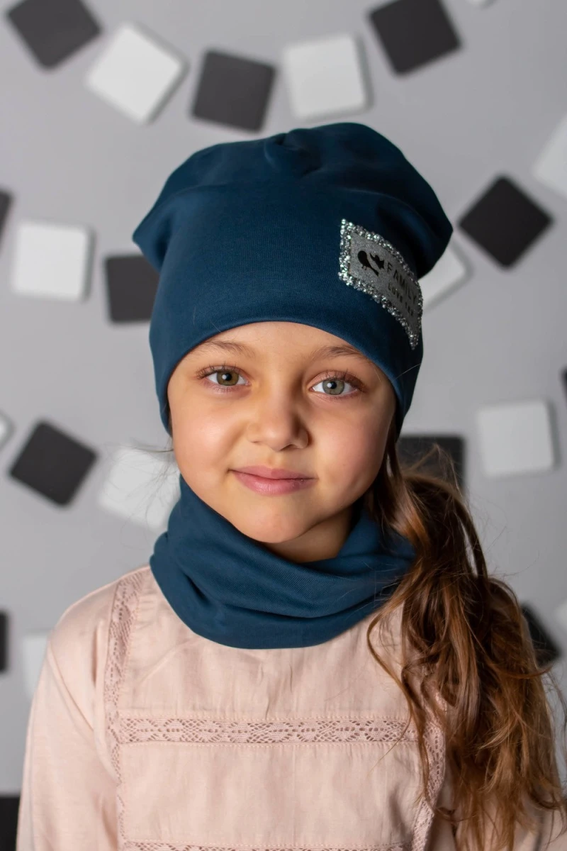 Комплект шапка и шарф FLT Стразы (океан)