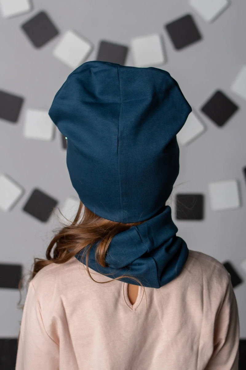 Комплект шапка и шарф FLT Стразы (океан)