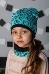 Комплект шапка и шарф Сердца-Мята (зеленый)