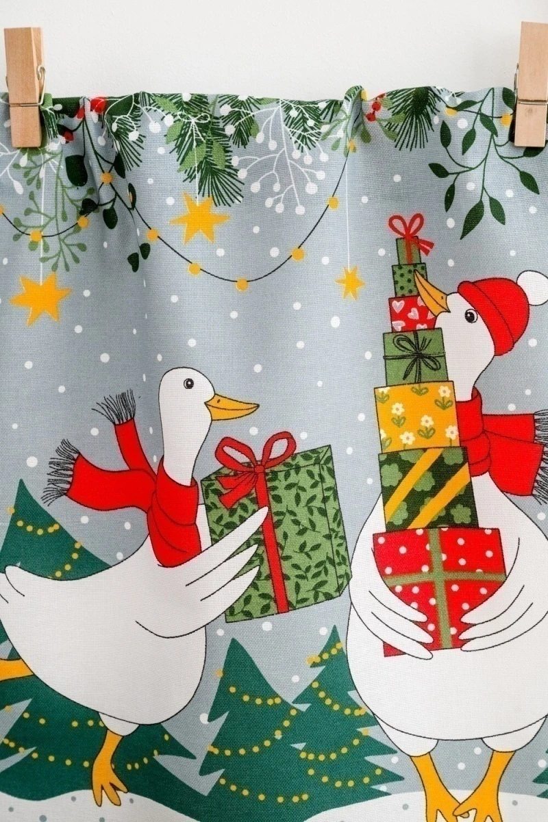 Полотенце с гусями Почудим (белый+зеленый)