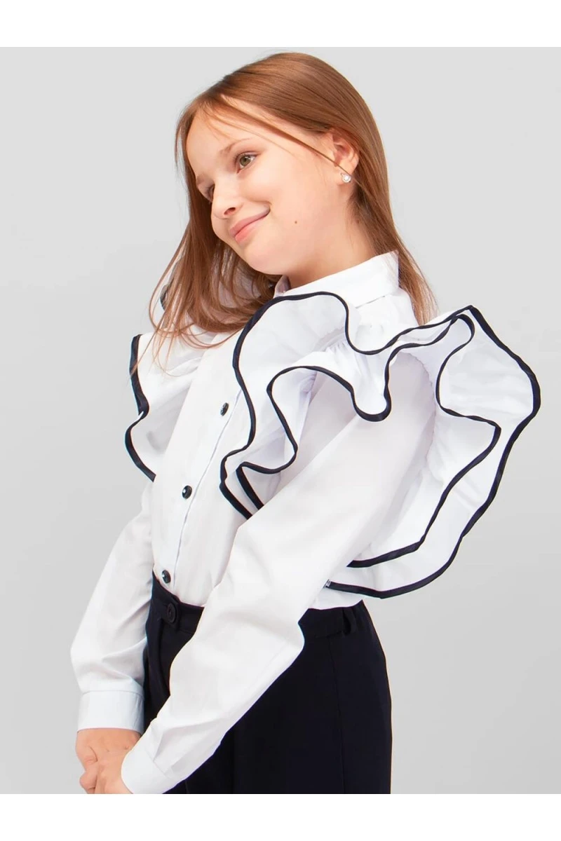 Блузка SP021 (бело-синий)