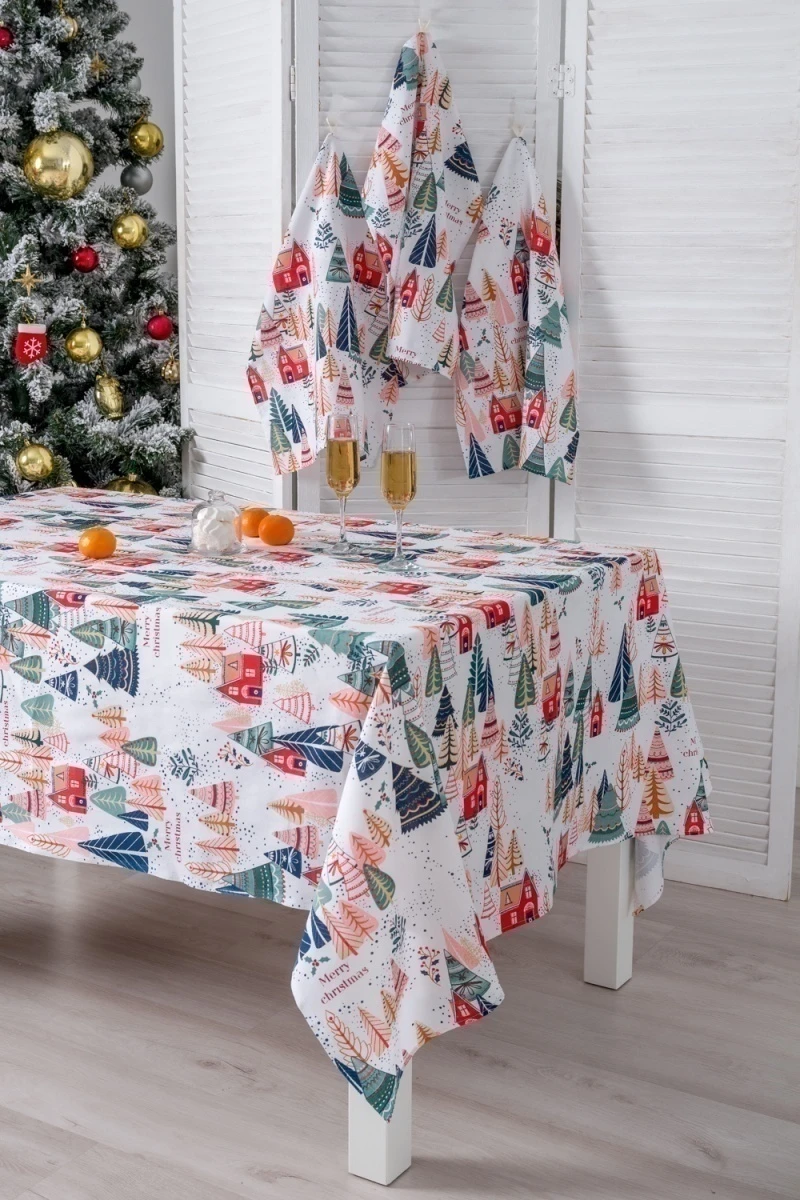 Скатерть Merry Christmas (белый)