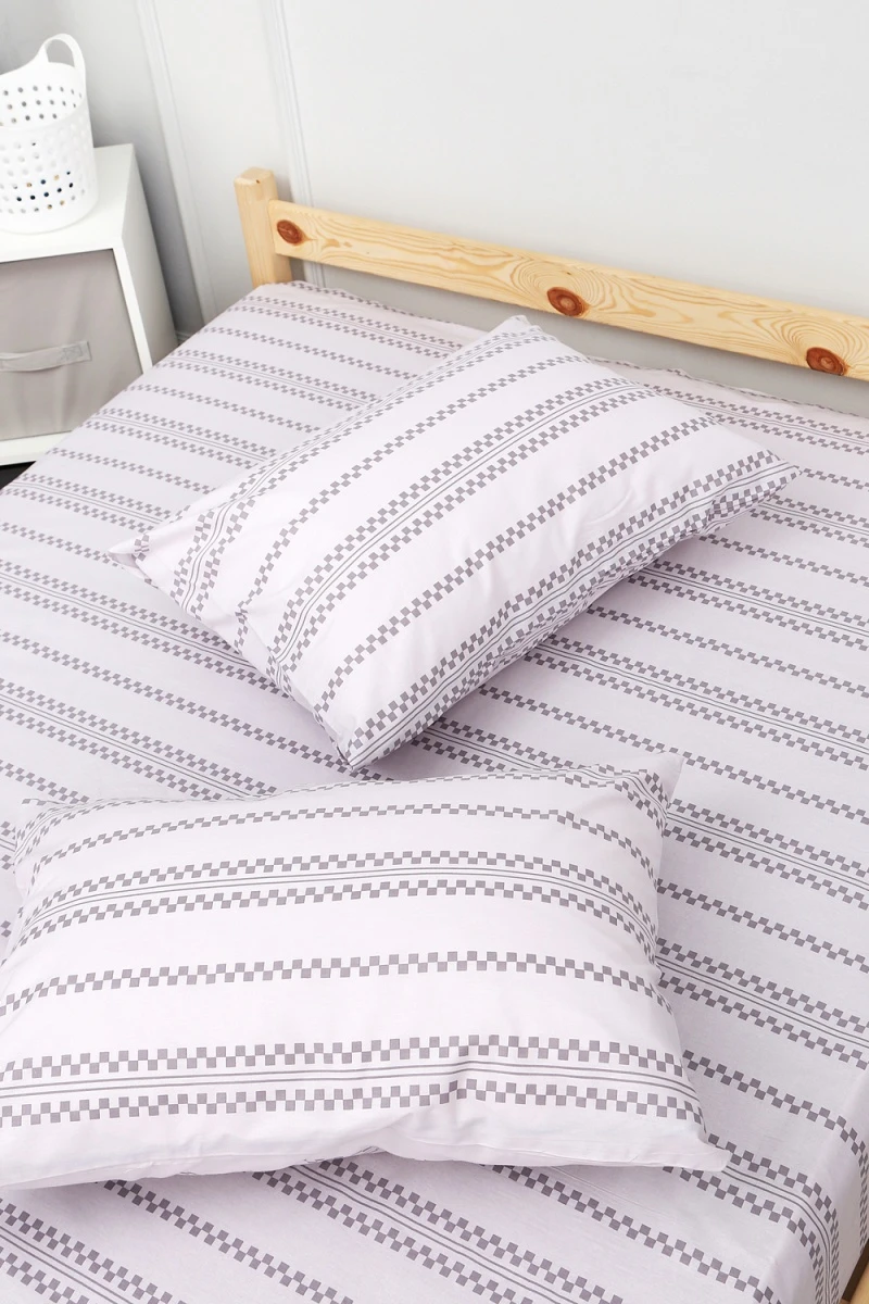 Простыня на резинке поплин Геометрия-компаньон (серый)