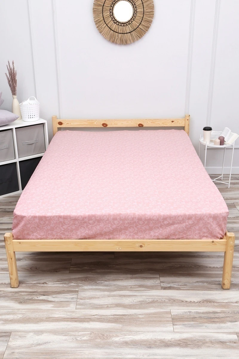 Простыня на резинке поплин Вероника-компаньон (пыльная роза)