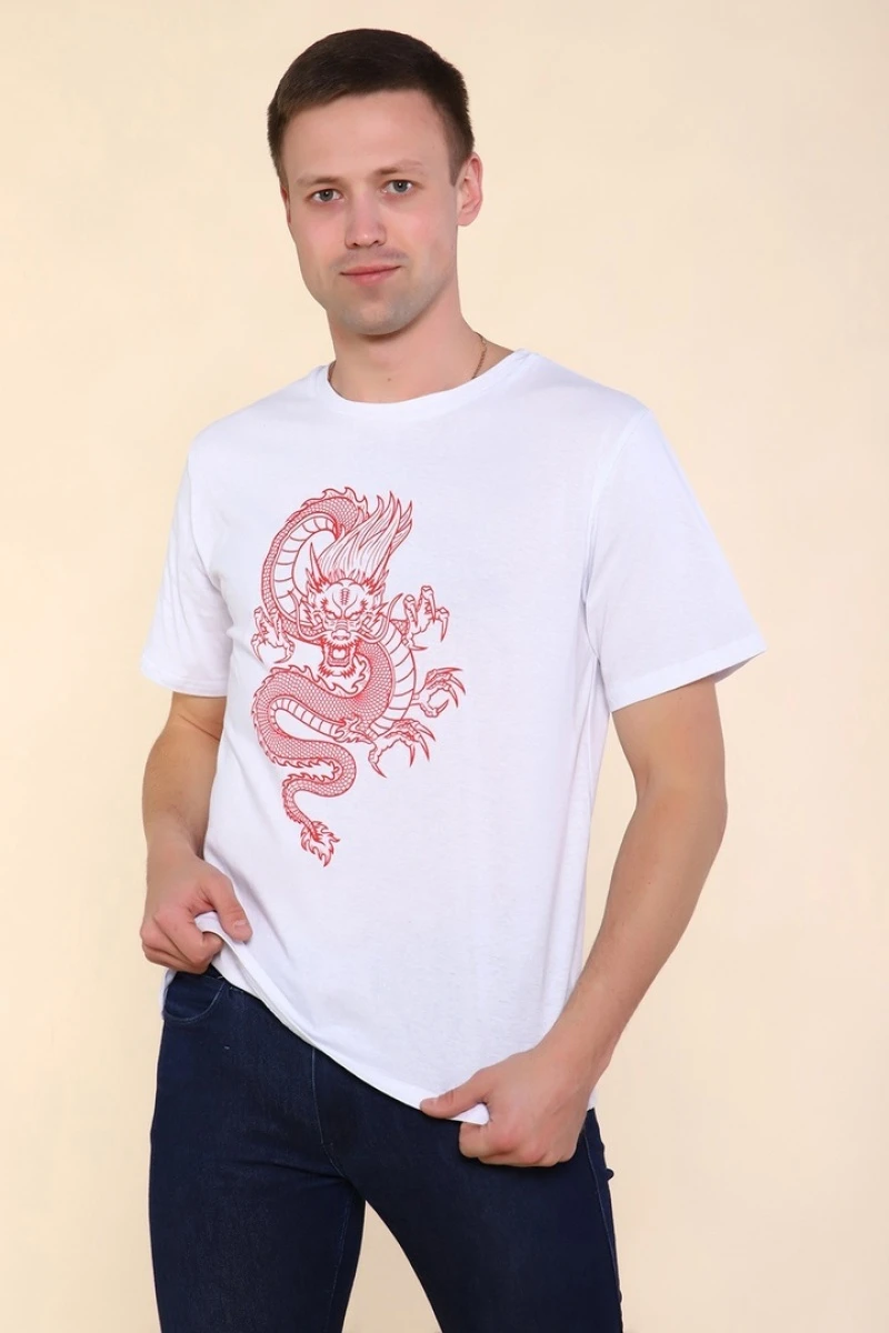 Футболка мужская - Тату Дракона-2 - 2221 - белый