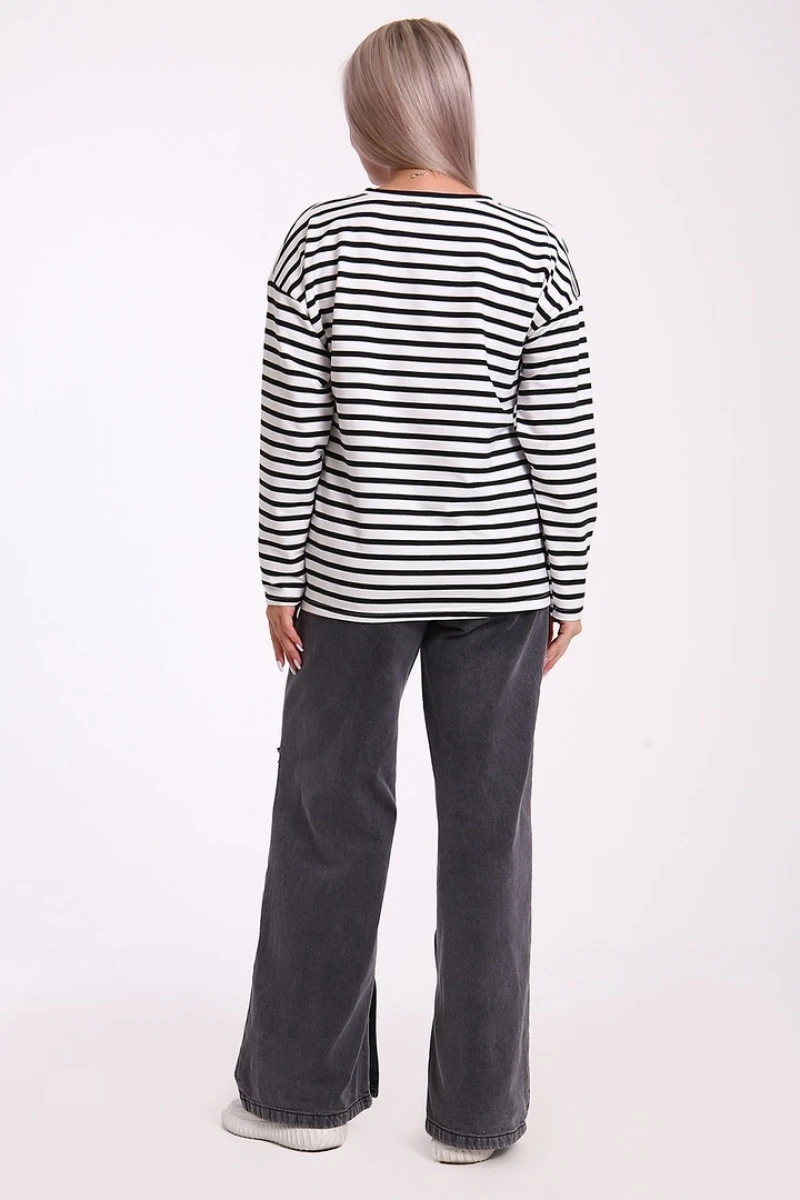 Свитшот в полоску - Лонгслив - 731 - черный