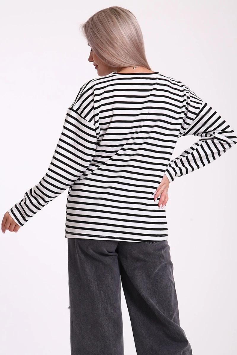 Свитшот в полоску - Лонгслив - 731 - черный