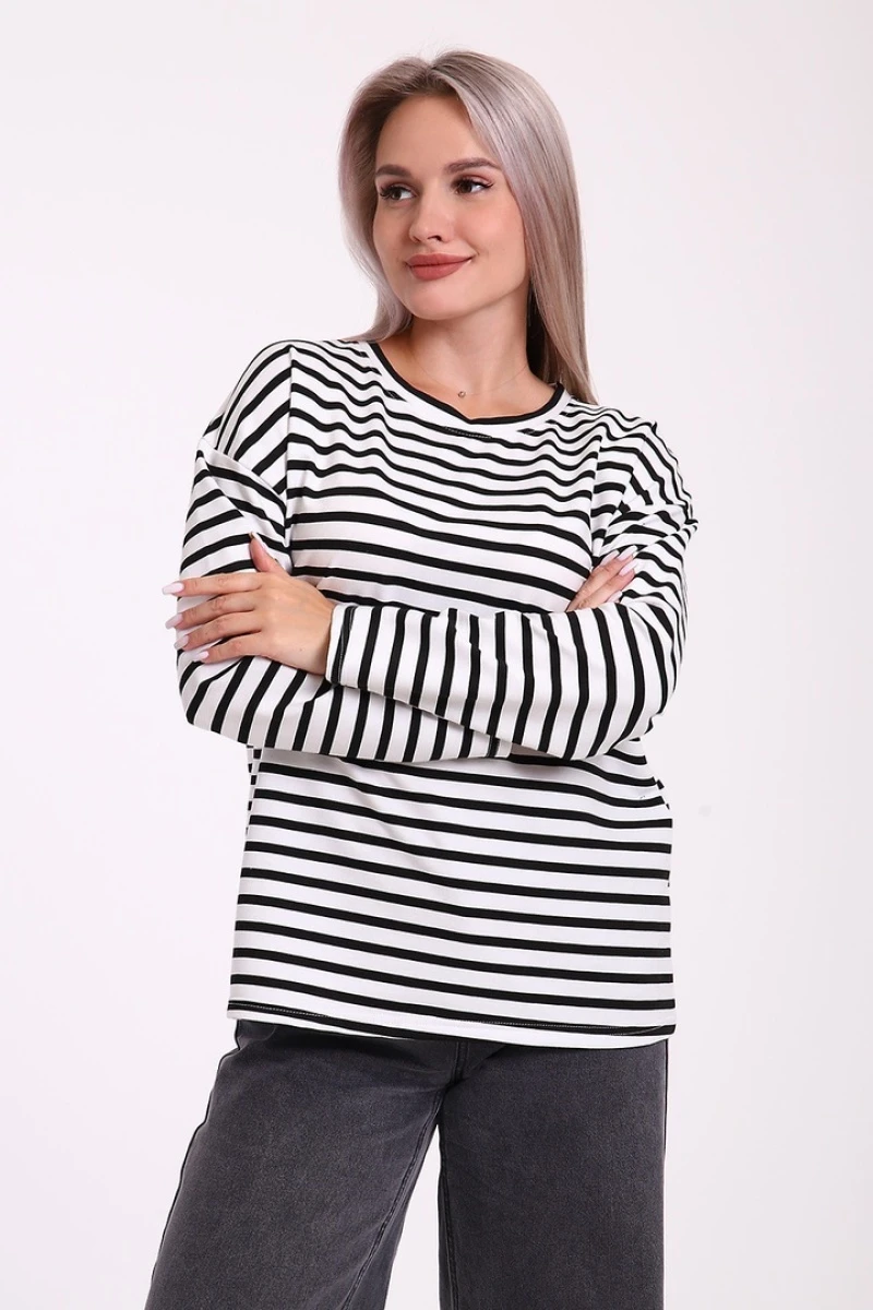 Свитшот в полоску - Лонгслив - 731 - черный