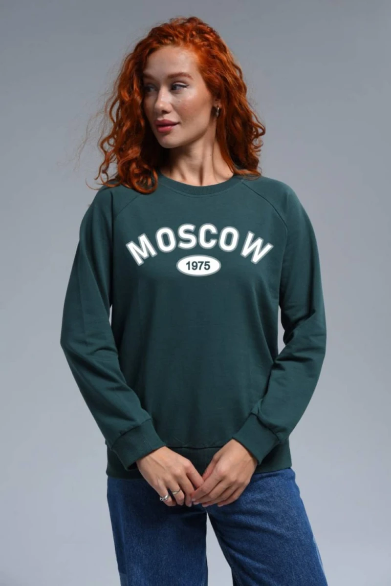 Свитшот 8521 (темный хаки+Москва)