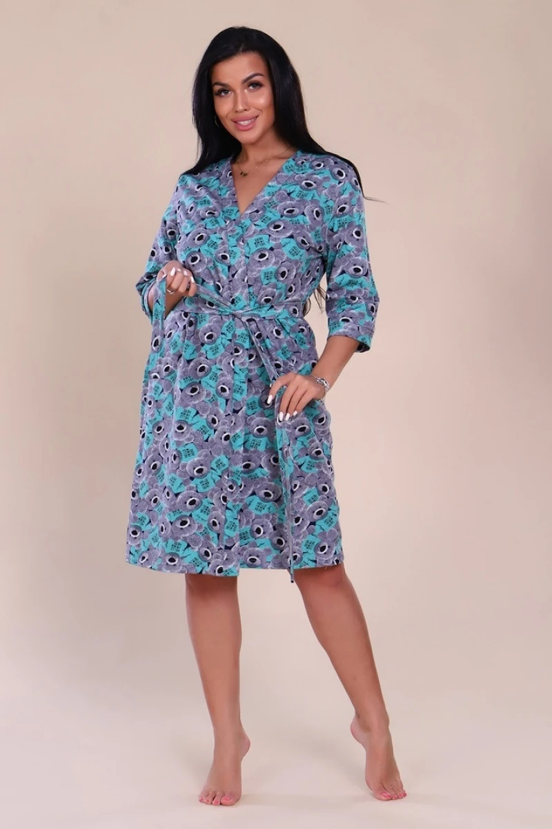 Комплект двойка (халат+сорочка) - Бантик - 919 - ментол