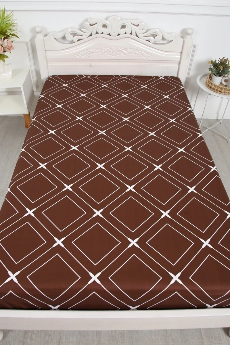 Простыня на резинке сатин Искушение (шоколадный)