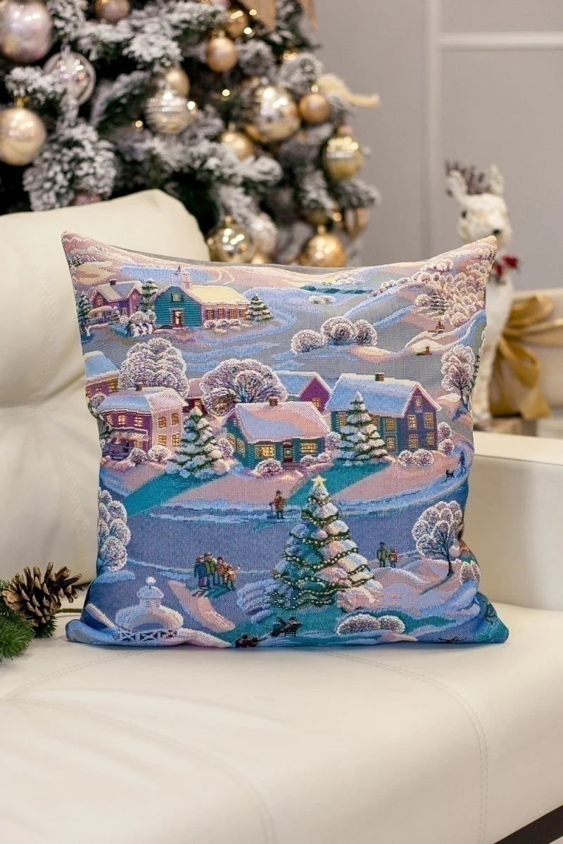 Наволочка декоративная 50х50 Вечера на хуторе (синий)