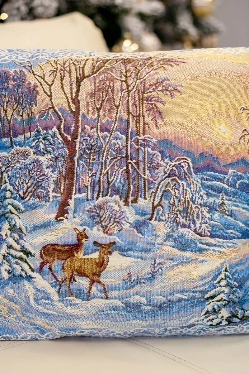 Наволочка декоративная 50х50 Олени (голубой)